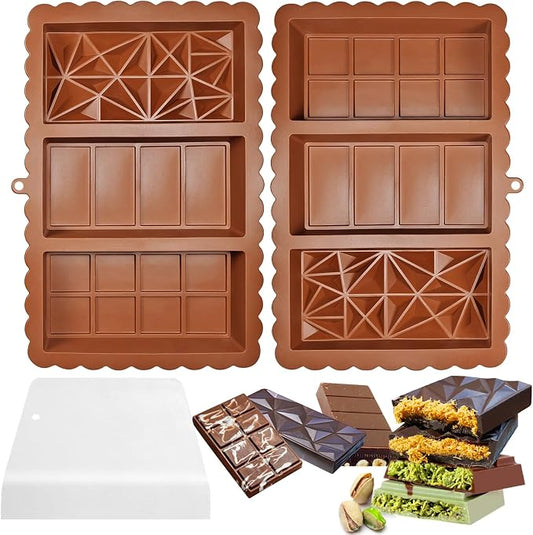 Chocolate Bar Mold - Food Grade Silicone Chocolate Molds, Non-Stick & Easy to Release Deep Mold for Dubai Pistachio Chocolates, Candy, Snacks, Desserts, Resin Art, Dishwasher Safe (2) by SEMETOR