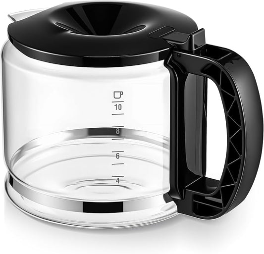 Glass Coffee Carafe Compatible with Delonghi 3066 3067 3093 3094 3111 3112 Kf140 Kf863, Coffee Pot Compatible with 7313283649, Espresso Carafe Machine Parts, 10 Cup / 750ml