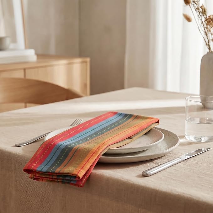Urban Villa Cloth Napkins Cotton 20x20 (Set of 12) Red Stripes - Image 4