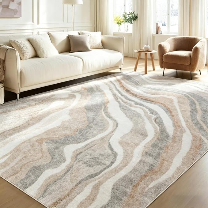 6x9 Area Rug, Machine Washable Soft Living Room Rug - Stain Resistant Non-Slip Rug for Bedroom, Pet Friendly, Modern House Decor - Image 3