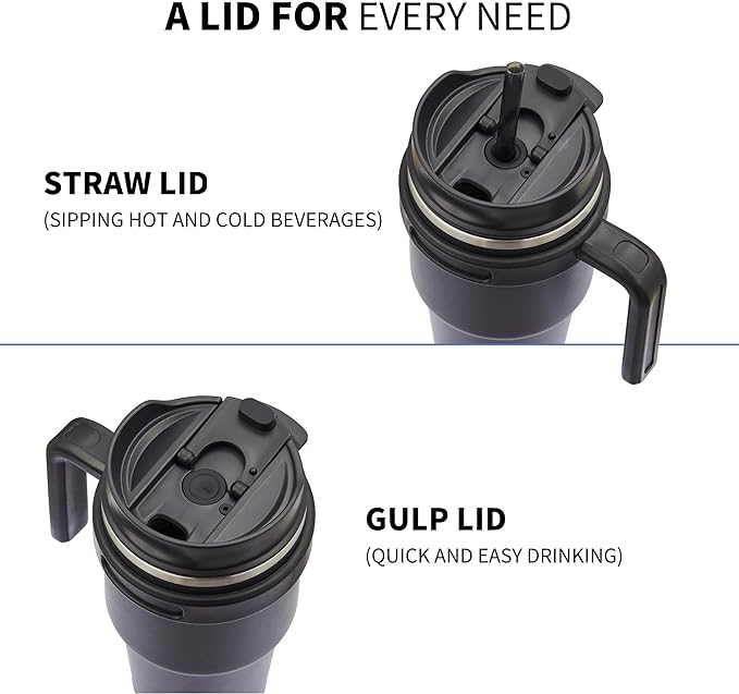 20 oz Insulated Coffee Mug Tumbler with Handle, Stainless Steel Travel Mug Tumbler with Lid and Straw,Double Wall Vacuum Leak Proof Ice Coffee Thermal Cup, Red - Image 3