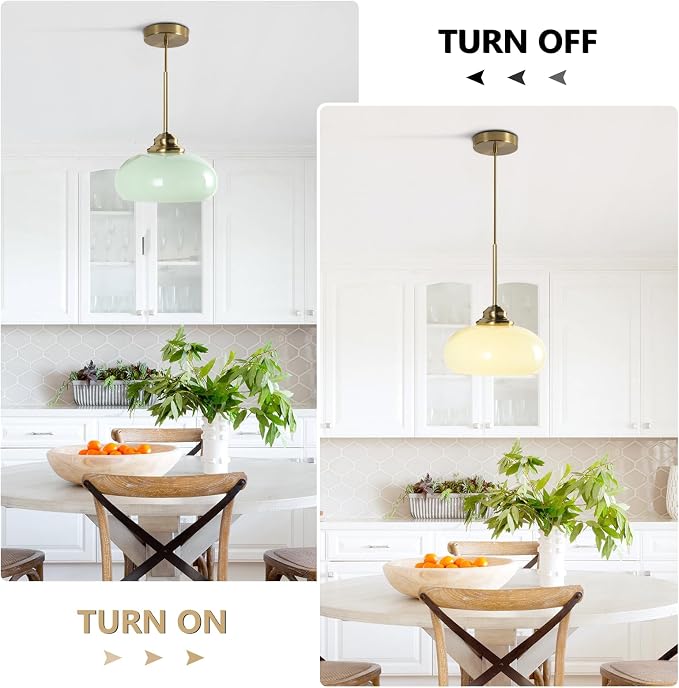 KCO Lighting Nordic Green Glass Pendant Light Dining Room Hanging Light Fixture Gold Brass Mid Century Modern Kitchen Island Lights - Image 4