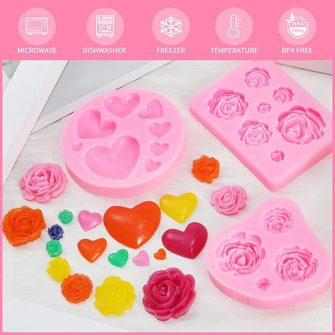 MUYIYAMEI Letter Silicone Mold Alphabet Number Molds Rose Heart Shape Cake Mould for Gummy Baking Candy Making Chocolate Molds Sugar for DIY Crafts Candy Desserts Cupcake Decoration - Image 6