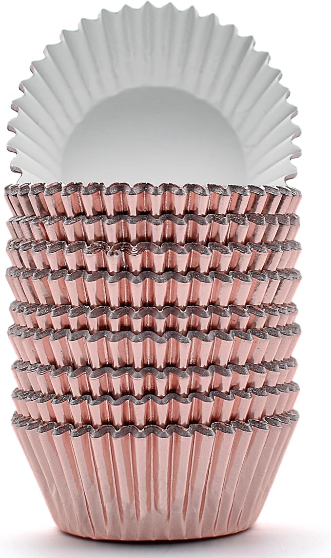 200 Pcs Rose Gold Foil Cupcake Liners Standard Baking Cup Muffin Paper Case | Food-grade, Greaseproof & Sturdy Parchment, Cupcake Wrapper for Party, Christmas, Gift by MODENGKONGJIAN
