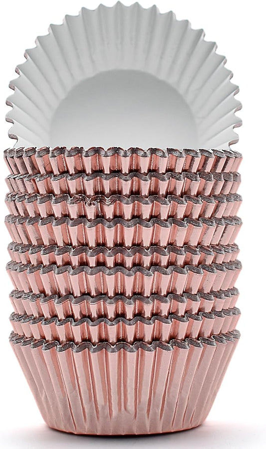 200 Pcs Rose Gold Foil Cupcake Liners Standard Baking Cup Muffin Paper Case | Food-grade, Greaseproof & Sturdy Parchment, Cupcake Wrapper for Party, Christmas, Gift by MODENGKONGJIAN