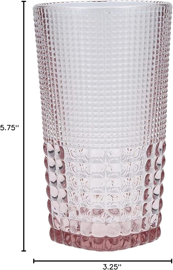 Fortessa Malcolm Iced Beverage Cocktail Glass 6 Pack, 15-Ounce, Pink - Image 6