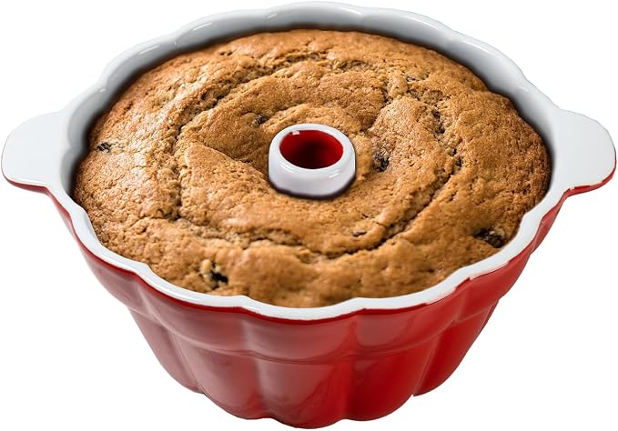 Emeril Lagasse Fluted Cake Pan Stoneware 9.5 in – Pound Cake Baking Pan, Perfect for Baking Delicious Cakes! by EmerilLagasse