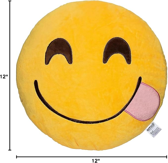EvZ Official Certified Yum Plush Pillow - 32cm Large Soft Savory Face Emoticon Cushion - Cute Decorative Stuffed Toy for Kitchen, Dining Room & Foodie Gift (Yellow) - Image 4