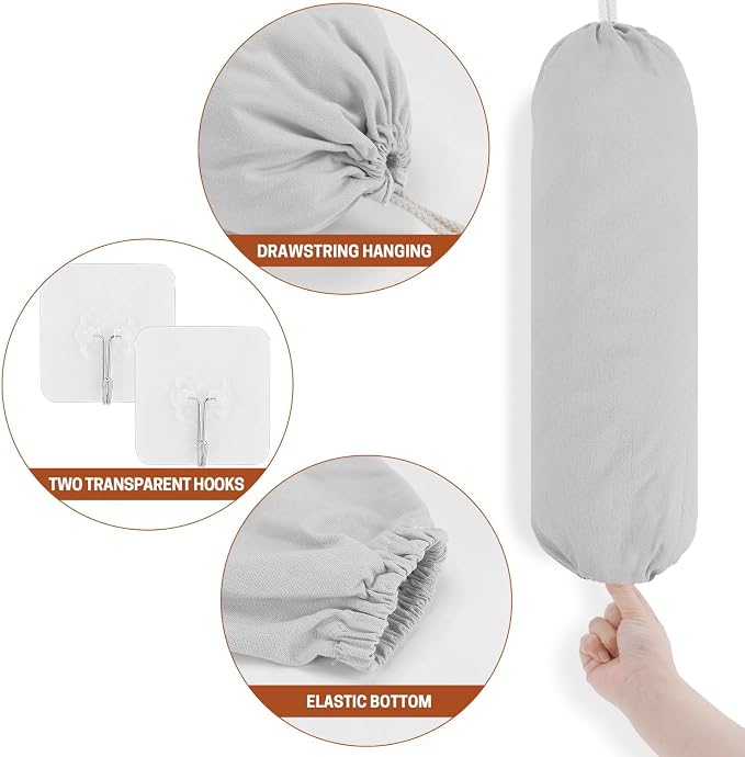 SWISSELITE 2Pcs Plastic Bag Holder, Reusable Plastic Bag Organizer | Wall Mount, Large Grocery Bag Storage Dispenser, 22x9 IN - Image 3