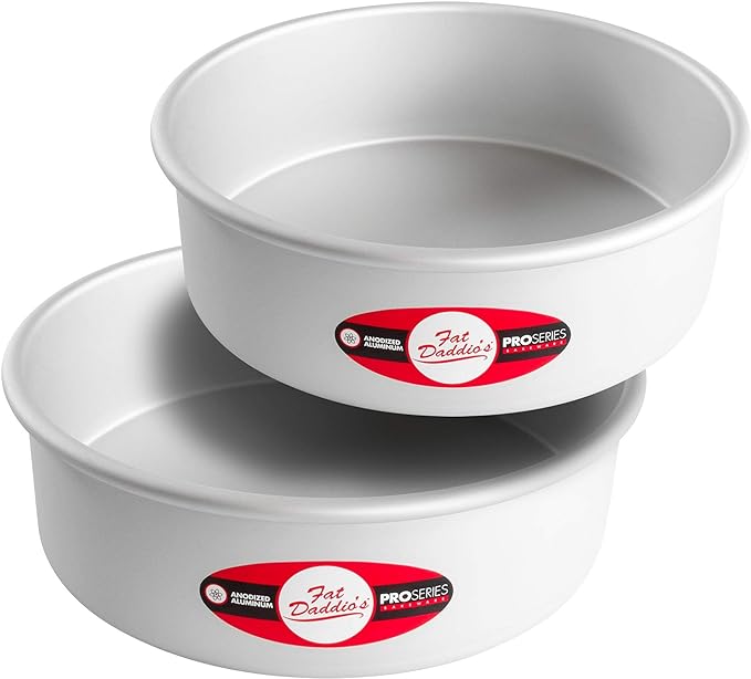 Fat Daddio's Anodized Aluminum Round Cake Pans, 2 Piece Set, 9 x 3 Inch by FatDaddios