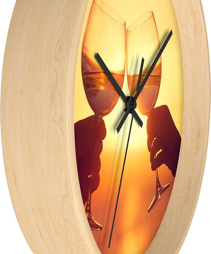 Mozingo ~ Wine Clock for Kitchen Bar Wall It's Wine O'clock Silent Time Gift Home Decor Made In USA, 10" (Hour Marks - None, Clock Frame Color - Natural Wood, Wine Theme #05) - Image 2