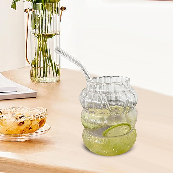 2xGlass Sippy Cup with Straw Reusable Glassware Water Bottle for Travel Fruit Juice, 4 Pcs - Image 3