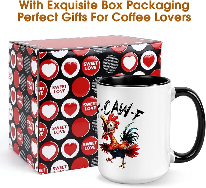 Funny Coffee Mugs for Women Men,15oz Ceramic Novelty Chicken Cup | Novelty Mugs,Fun Birthday Gifts for Friends,Family,Cool White Elephant Gifts for Adults,Unique Office Gag Gifts for Coworkers - Image 4