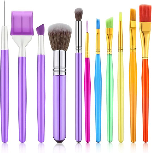 11 Piece Cake Baking Brush Set - Food Paint Brushes, Fondant Flower Cookie Scriber Needles, Sugar Stir Needles, Cake Decoration Supplies