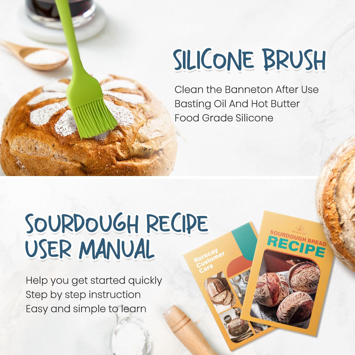 Complete Sourdough Bread Baking Kit with Banneton Basket & Starter Jar