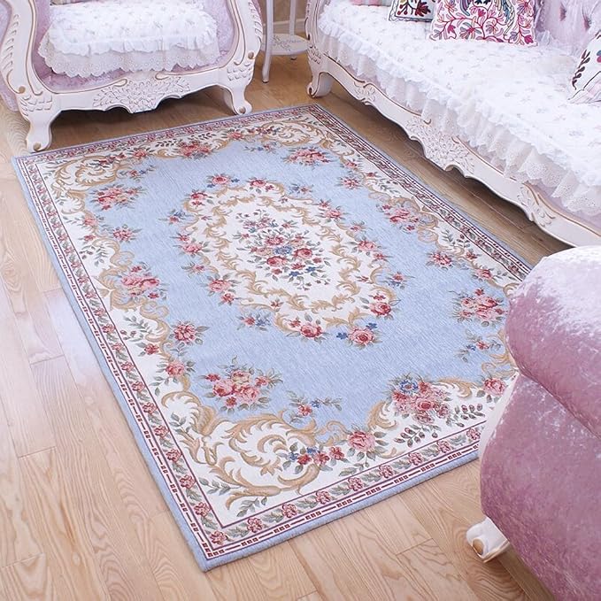 Vintage Traditional & Modern Rugs Home Decor Collection Floral Design Rugs Carpet for Bedroom, 55'' x 79'', Luxury Blue by Ukeler