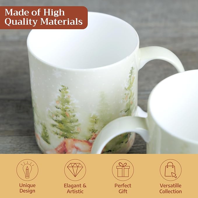 Maison d' Hermine Coffee Mug with Handles Tea Cups (15 Ounce, Pack of 1) | Fine Bone China Coffee Mugs for Hot Beverages Cappuccino Latte Home Restaurant Spring Summer -Winter Morning - Hoge Veluwe - Image 3
