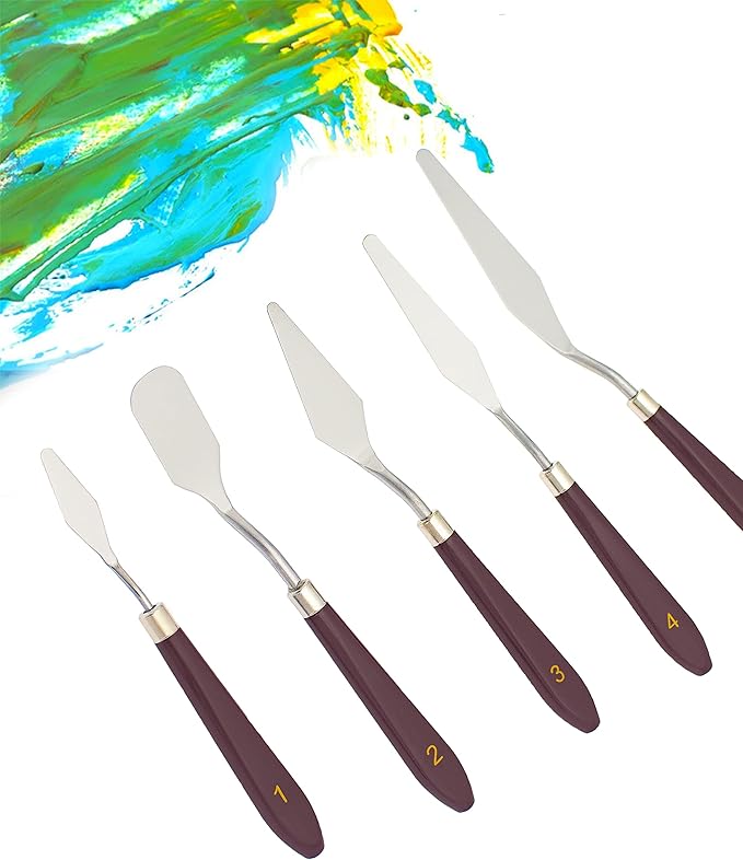 XINYIDAO Cake cream spatula 5 pieces, stainless steel cake spatula Baking pastry tools Art painting tools palette cake decorating knife, 11.8x5
