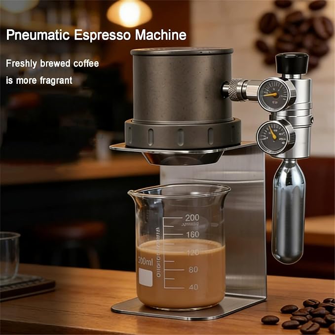Pneumatic Espresso Machine, Portable Pressure Coffee Maker | Stainless Steel Structure, Home & Cafe & Travel Use, Pneumatic Brewing System, Pressure Valve Design - Image 3