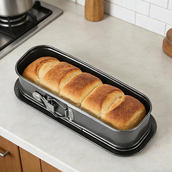 ASelected 2PCS Narrow Oval Springform Pan, 12 Inch Black Gray Non-Stick Springform Cake Pans with Removable Bottom for Cheesecake, Terrine, Tiramisu, Bread Loaf, Baking - Image 6