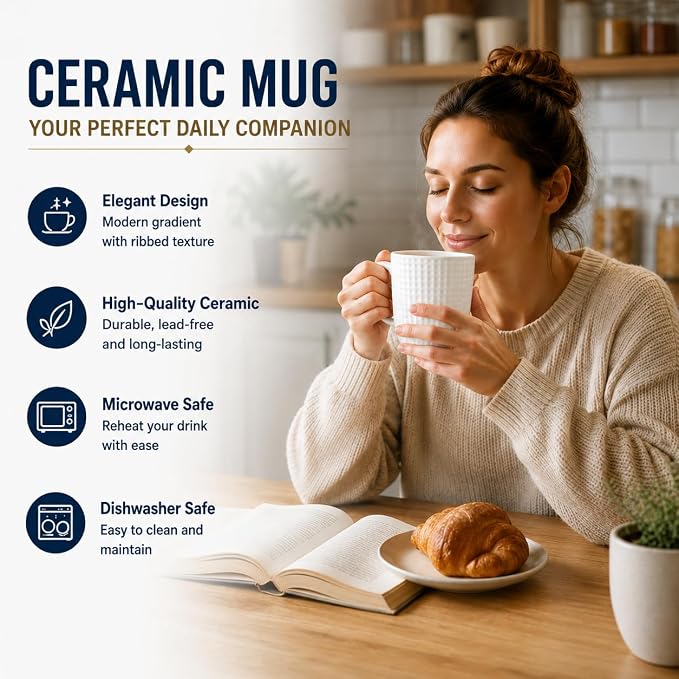 Large Coffee Mug, 20 oz White Coffee Mugs, Ceramic Coffee Cup with Handle | Big Coffee Mug, Porcelain Mug for Latte, Tea, Cocoa, Microwave and Dishwasher Safe, Home & Office, Housewarming Gift - Image 2