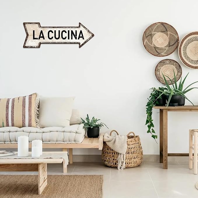 Mukuko La Cucina Sign, 6" x 18" Arrow Metal Tin Sign | Italian, Kitchen Decor, Dining, Home Decor - Image 6