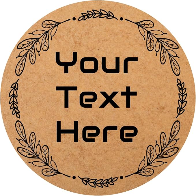 Alaiay 150,200Pcs Kraft Custom Sticker Labels Round Customized Labels Wreath Designs Personalized Stickers for Food Jars Gift Essential Oil Bottles Storage Bins(Kraft Paper 20) by Unknown
