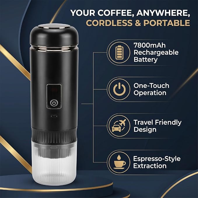 POCREATION Cordless Coffee Maker with 7800mAh Battery Pump Pressure | Portable Pocket Sized Coffee Machine for Travel Office Home - Image 6