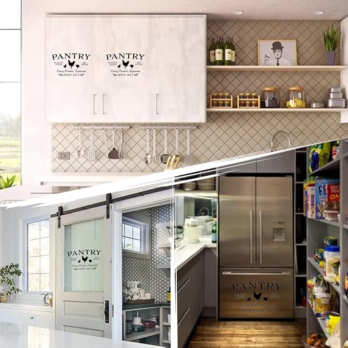SUPERDANT Pantry Room Wall Stickers Dry Goods Market Fresh Wall Decor Open 24/7 Glass Door Sticker Vinyl Art Decal Food Pantry Produce Sign for Farmhouse Food Storage Room Produce Dry Goods Grocery - Image 6