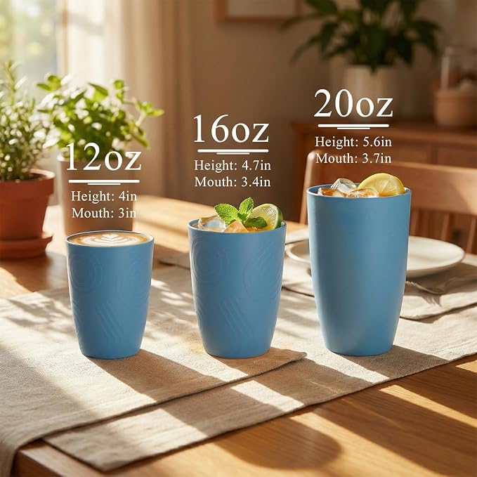 12oz Wheat Straw Cups Set of 6, Alternatives to Plastic Cups Reusable, Unbreakable Drinking Glasses, Microwave & Dishwasher Safe Drinking Cup, Small Water Cup for Kitchen, Party (Multicolor) - Image 6