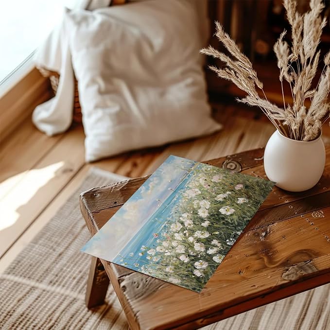 XOCUUI Vintage Farmhouse Canvas Wall Art - Wildflower Field Landscape Painting, Cottage Decor, Natural Oil Painting Wall Art Spring Art For Living Room Bedroom Kitchen - 8" X 10" - Unframed - Image 5