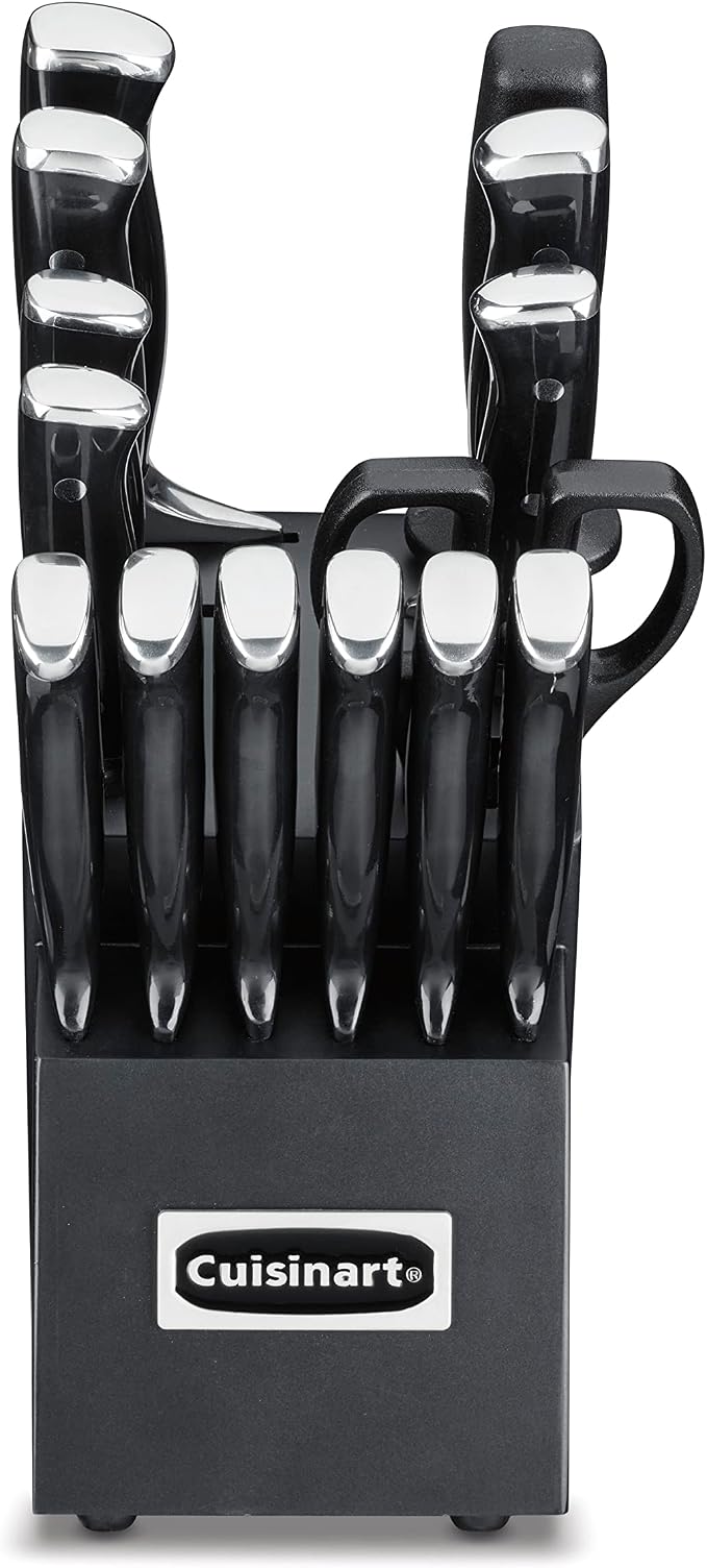 Cuisinart 15-Piece Knife Set with Block, High Carbon Stainless Steel, Forged Triple Rivet (Black/Black) - Image 2
