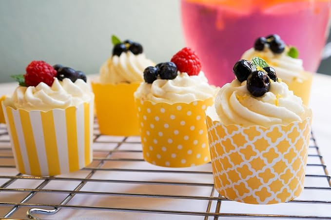 Paper Baking Cups (Polka Dots), Greaseproof Disposable Cupcake Liners (Yellow, Large Cups (50-Pack)) - Image 5