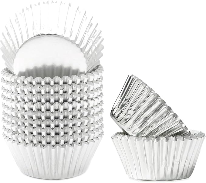 qiqee Foil Cupcake Liners, 500 Count, Standard Size, Silver by Qiqee