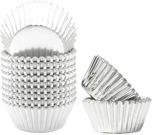 qiqee Foil Cupcake Liners, 500 Count, Standard Size, Silver by Qiqee
