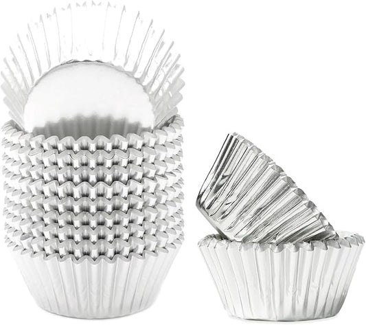 qiqee Foil Cupcake Liners, 300 Count, Standard Size, Silver by Qiqee