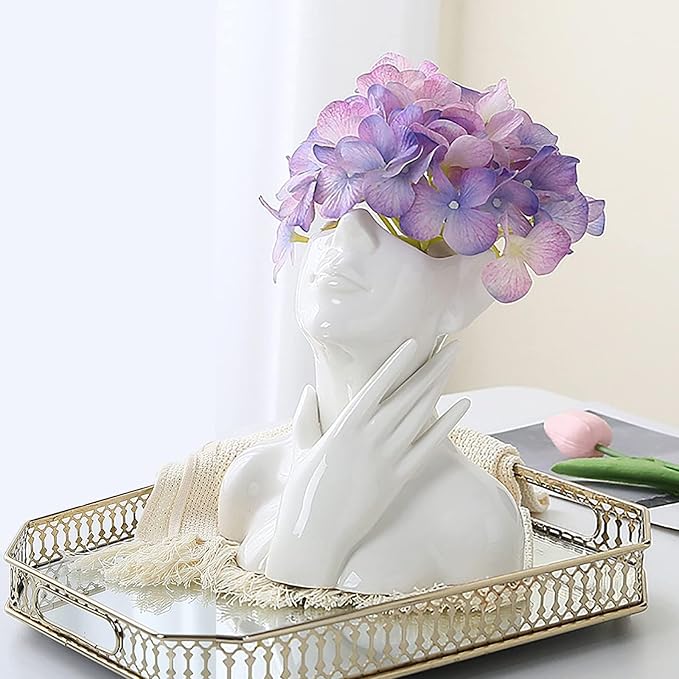 Face Vase,White Flower Vases for Decor,Ceramic Body Vase,Modern Vase for Shelf Dining Table Kitchen Counter Modern Home Decor 6.69'' W X 7.09'' H by Romehaha
