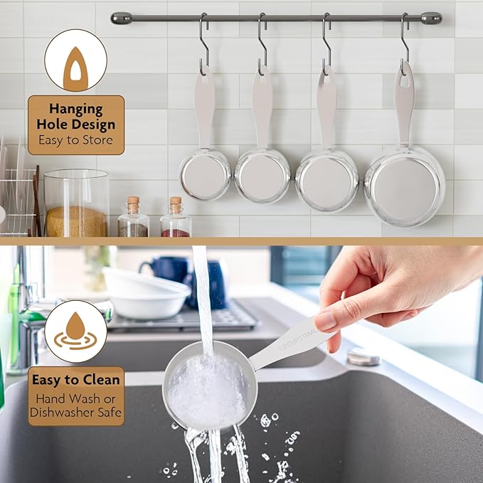 2PCS 1Cup(250ml) Stainless Steel Measuring Cup, Heavy-duty Single Metal Scoop for Wet and Dry Ingredients, Great Kitchen Gadgets for Cooking