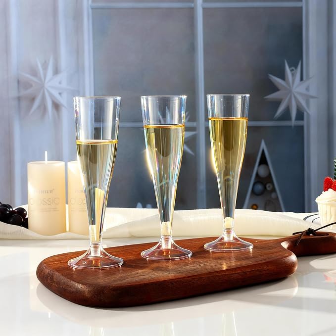 Bestluck 100Pack 4.5oz Clear Champagne Flutes Plastic | Plastic Disposable Stemware, Disposable Champagne Flutes for Party, Mimosa Bar, Wedding, Anniversary and Graduation - Image 2