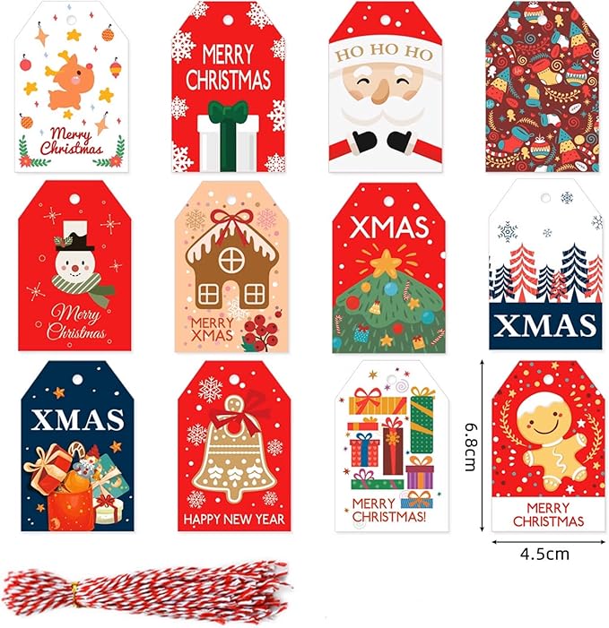 12 Sets Christmas Mini Whisks Gift Set, Fillable Xmas Tree Ornaments, Heat Resistant Silicone Whisks for Cooking & Baking, Holiday Egg Beaters with Cards, Ropes and Bags for Candy Holders (Red)