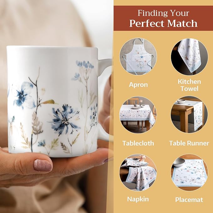 Maison d' Hermine Coffee Mug with Handles Tea Cups (15 Ounce, Pack of 1) | Fine Bone China Coffee Mugs for Hot Beverages Cappuccino Latte Home Restaurant Spring Summer -Ice Florals - Forsty Morning - Image 6
