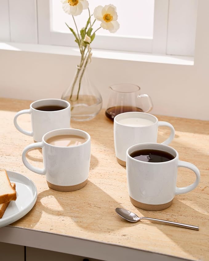 famiware Coffee Mugs for 6, 13 oz Mug Set, Dringking Cup with Handle for Coffee, Tea, Cocoa, Milk, Milkyway Serise, White - Image 7