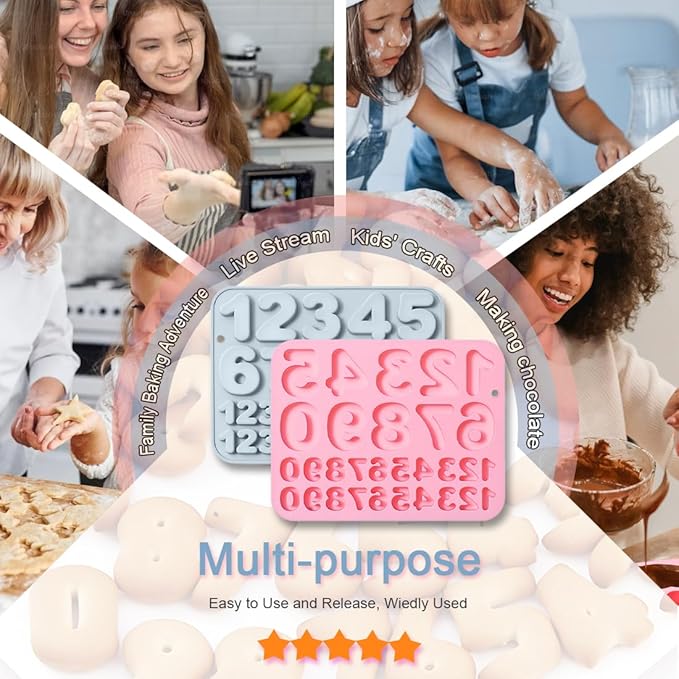 2 Pack Number Silicone Cake Molds 30 Cavity Medium and Small Size 3D 0-9 Digital Mould Tray DIY Baking Decorating Tools for Chocolate Candy Cupcake Mousse Dessert Gummy Handmade Soap Clay