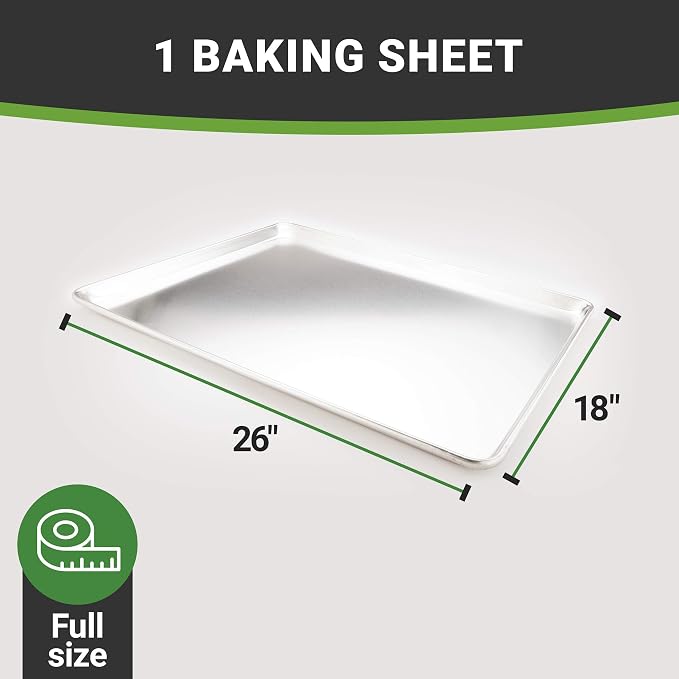 Restaurantware Met Lux 18 x 26 Inch Full Size Baking Sheet 1 Heavy-Duty Cookie Sheet - Evenly Bakes Treats Make Pastries Pizzas or Cookies Aluminum Sheet Pan For Commercial or Home Use - Image 4