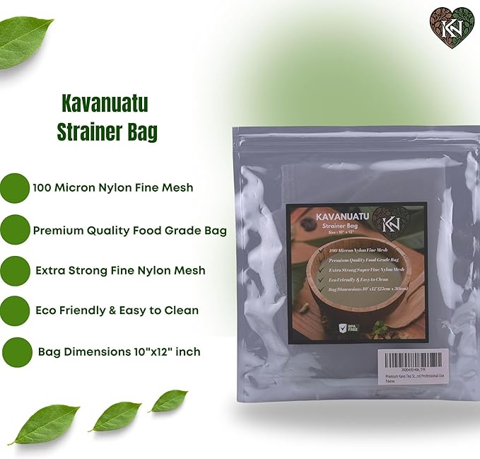 Cheesecloth 100 Micron Nylon Mesh Bag with Drawstring, Reusable & Washable Fine Mesh Filter for Kava, Nut Milk & Cold Brew Coffee | 230°F Temperature Resistant, BPA-Free Material, (10" x 12)