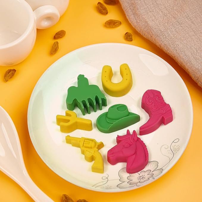 Zorazio Cowboy Chocolate Molds, Western Themed Silicone Chocolate Molds with Cowboy Hat, Boot, Cactus & Horse, Cowboy Silicone Baking Molds for Candy, Ice Cube, Cupcake, Cake Decoration, 3Pack - Image 4