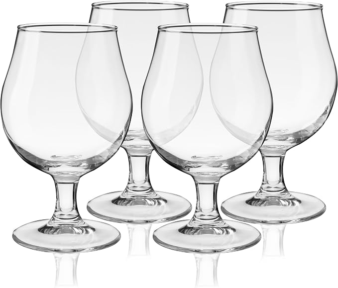 True Classic Tulip Beer Glasses, Sparkling Clear Drinking Glasses for Belgian Ales, Sours, IPA Beers, Cocktails, Gifts for Men, Game Night, Happy Hour, Home Bar, Elegant Glassware, 15 oz, Set of 4 - Image 8