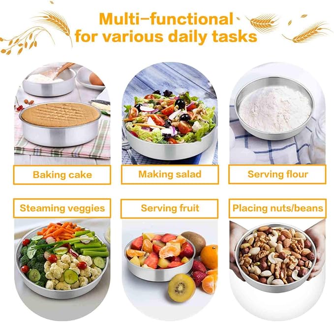 TeamFar Cake Pan, Stainless Steel Round Baking Tier Cake Pans Tins Set of 5 | 4''/6''/8''/9½''/11'' Layer Baking Tin, for Birthday Wedding Healthy & Heavy Duty, Mirror Finish & Dishwasher Safe - Set of 5 - Image 4