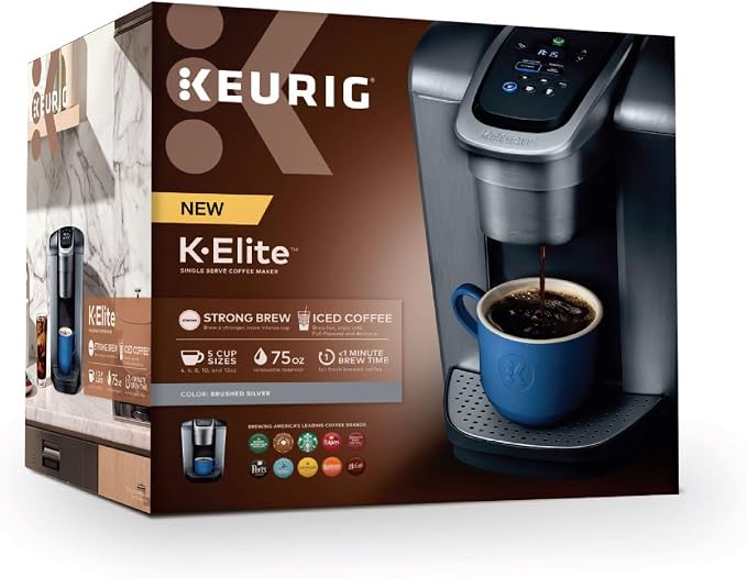 Keurig K-Elite Single Serve K-Cup Pod Coffee Maker, with Strength and Temperature Control, Iced Coffee Capability, 8 to 12oz Brew Size, Programmable, Brushed Silver - Image 13
