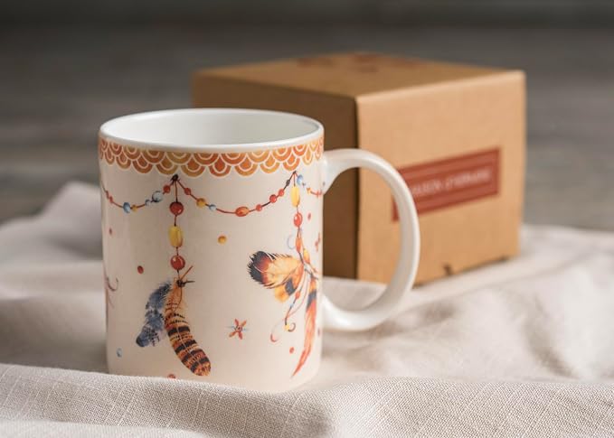 Maison d' Hermine Coffee Mug with Handles Tea Cups (12 Ounce, Pack of 1) | Fine Bone China Coffee Mugs for Hot Beverages Cappuccino Latte Home Restaurant Hotel Spring Summer -Ibiza - Beige - Rose - Image 9